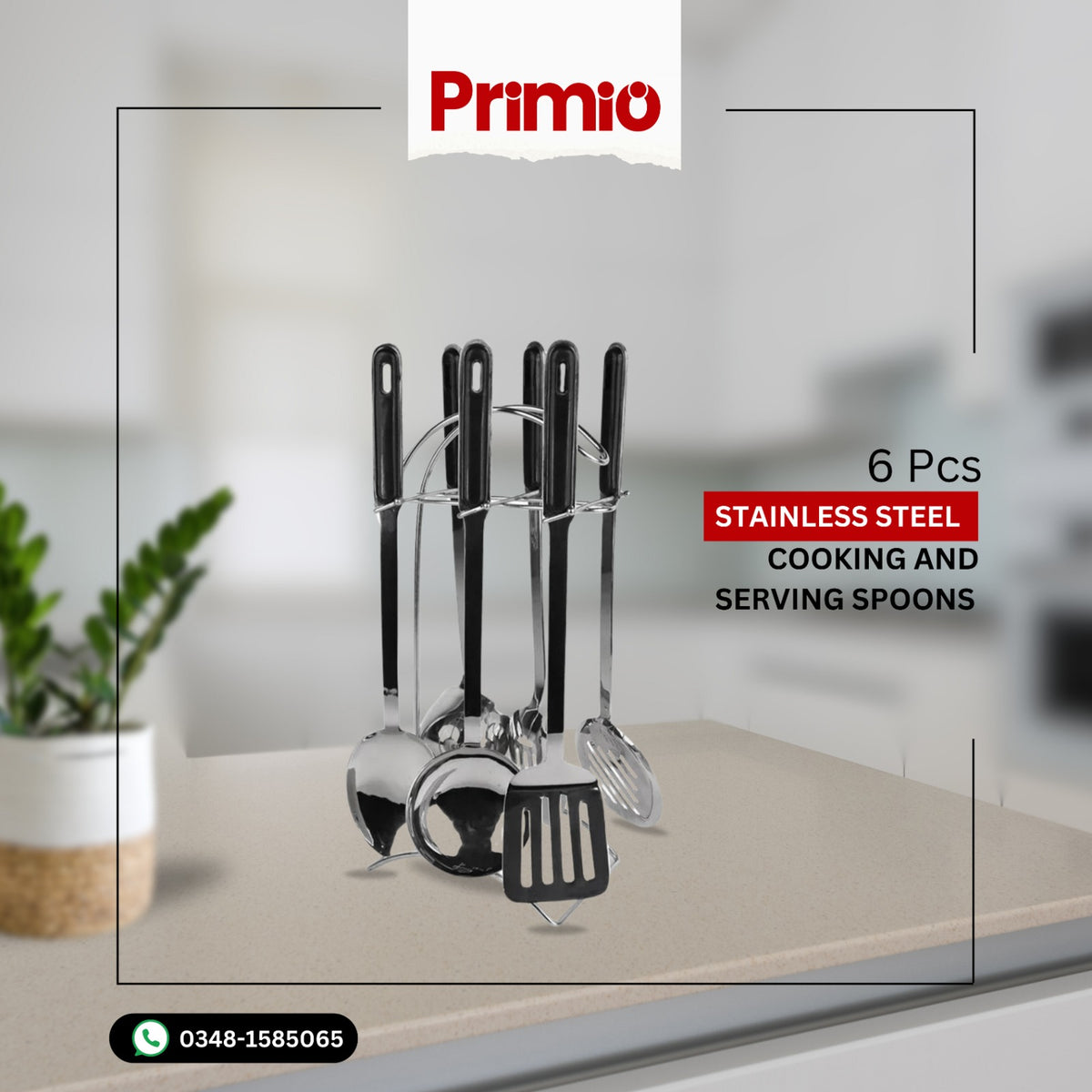 Stainless Steel Cooking & Serving Spoons Set (6 Pcs)
