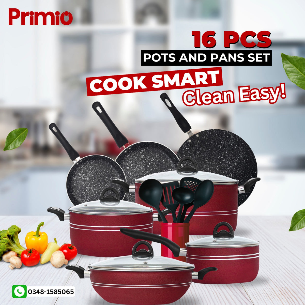 Primio Non Stick Gift Set (16 Pcs)