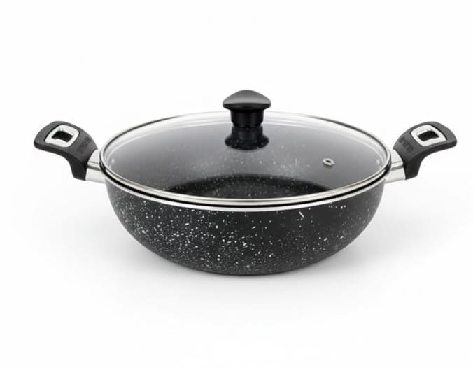 Primio Marble Coat Non Stick Karahi with Lid
