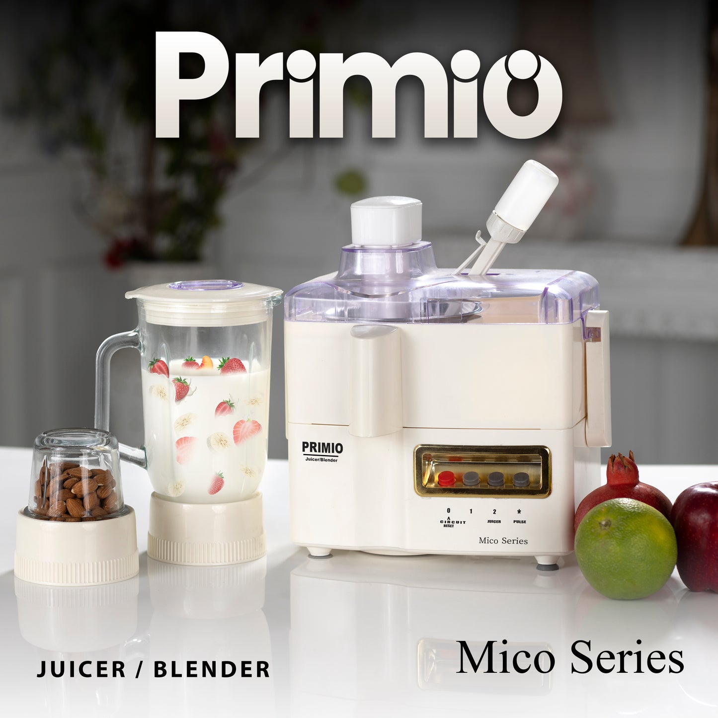 Primio JBG-1000-BS - 3 in 1 Juicer Blender & Grinder
