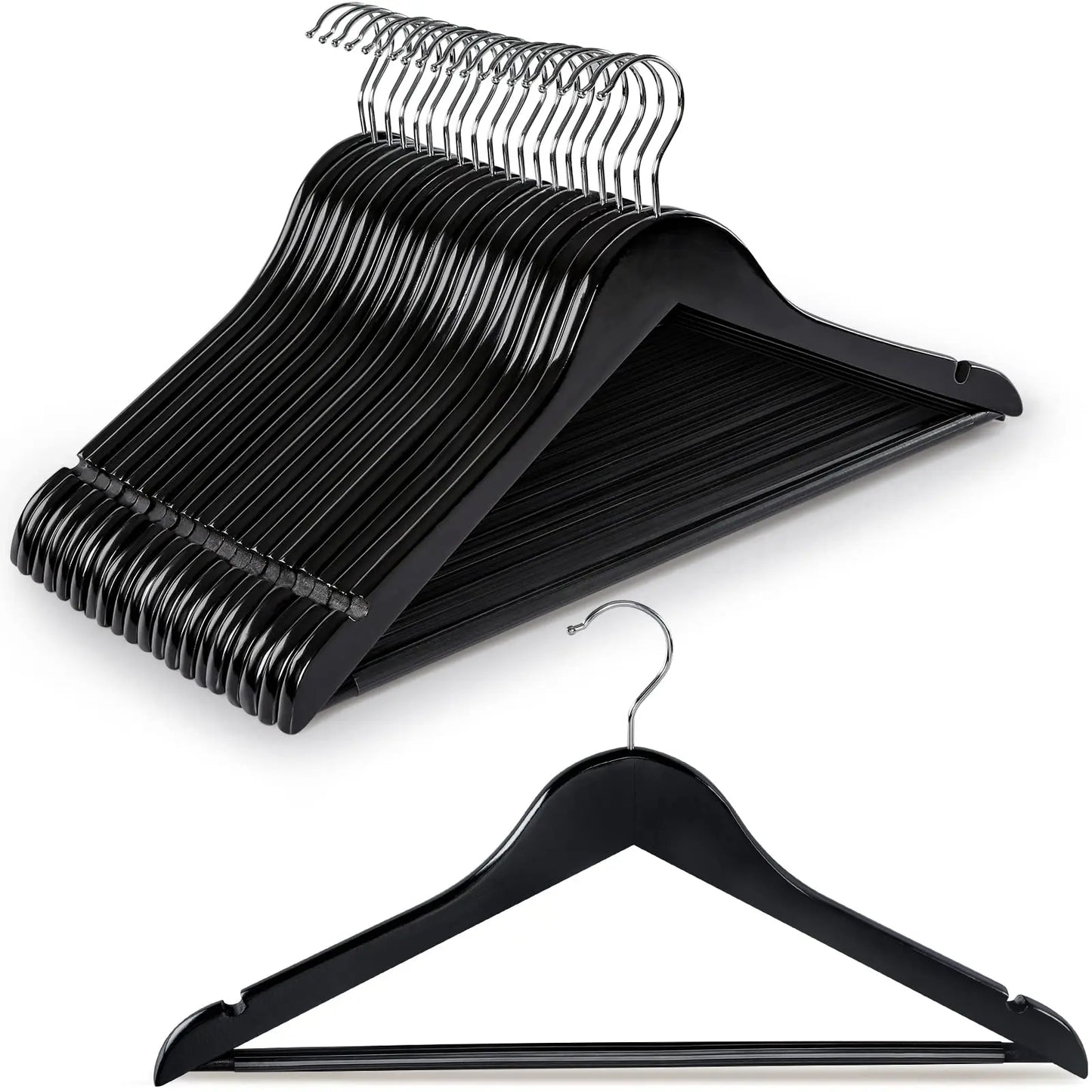Luxury Matte Black Broad Shoulder Wooden Hanger
