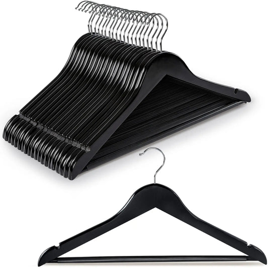Luxury Matte Black Broad Shoulder Wooden Hanger
