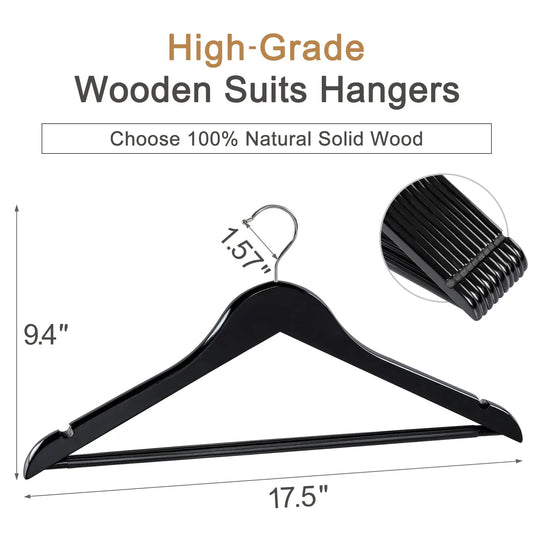 Luxury Matte Black Broad Shoulder Wooden Hanger